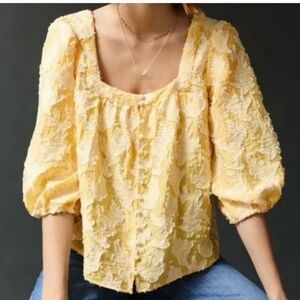 Anthropologie Yellow Textured Women's Top